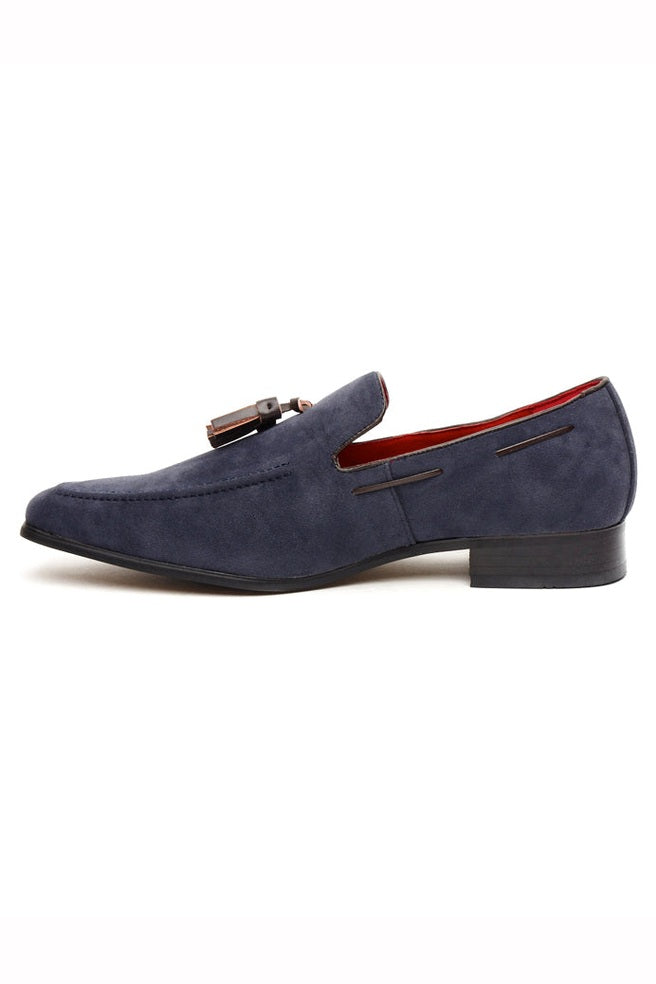NAVY SUEDE TASSEL LOAFERS