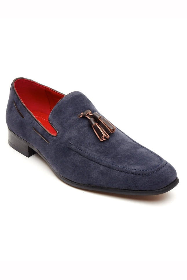 NAVY SUEDE TASSEL LOAFERS