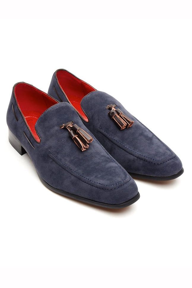 NAVY SUEDE TASSEL LOAFERS