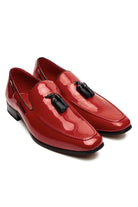 RED GLOSSY FAUX LEATHER TASSEL SHOES