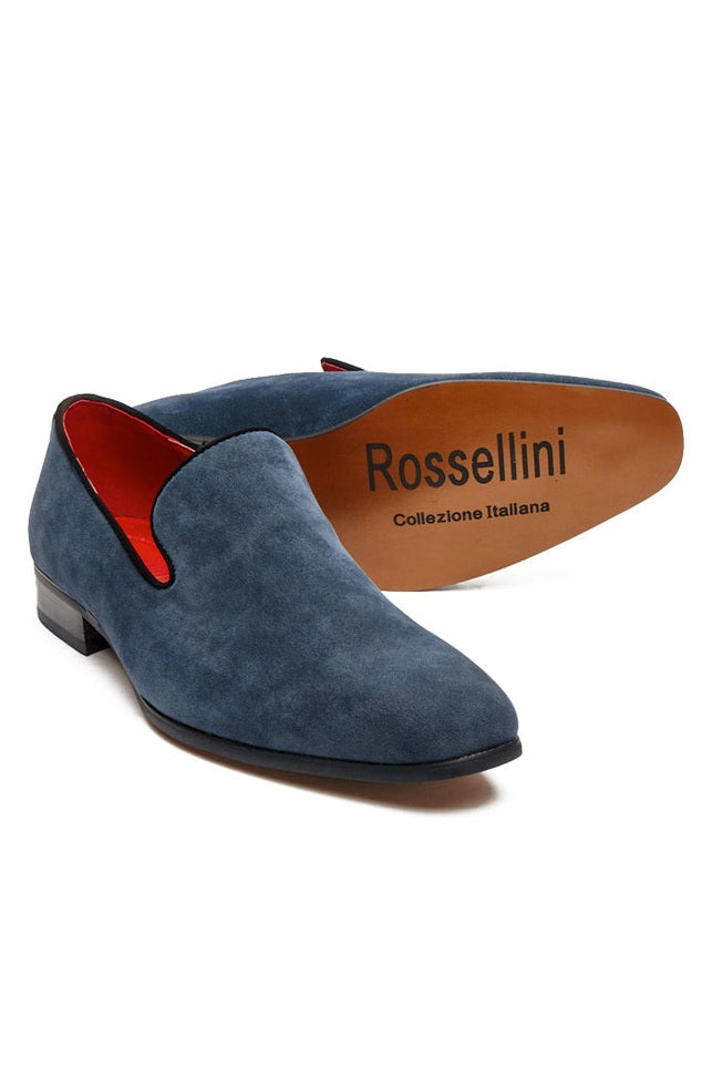 NAVY SUEDE FAUX LEATHER LOAFERS