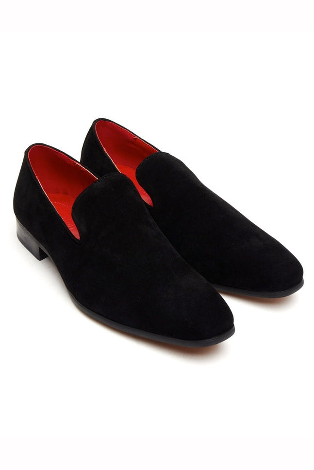 BLACK SUEDE FAUX LEATHER LOAFERS
