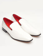WHITE SHINY FAUX LEATHER LOAFERS