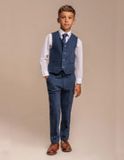 CARNEGI – BLUE TWEED CHECK BOYS 3 PIECE SUIT CAVANI