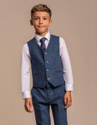 CARNEGI – BLUE TWEED CHECK BOYS 3 PIECE SUIT CAVANI