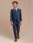 CARNEGI – BLUE TWEED CHECK BOYS 3 PIECE SUIT CAVANI