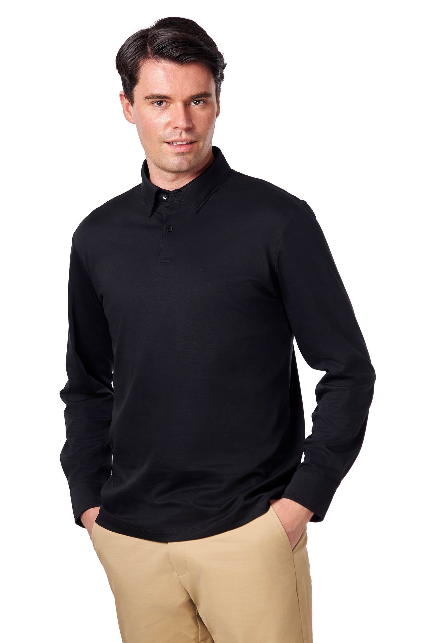 Mercerised Cotton Polo Shirts Long Sleeve