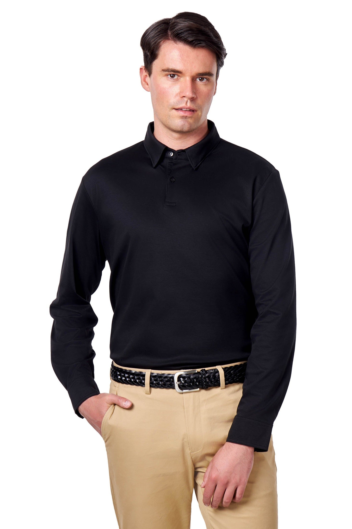 Mercerised Cotton Polo Shirts Long Sleeve