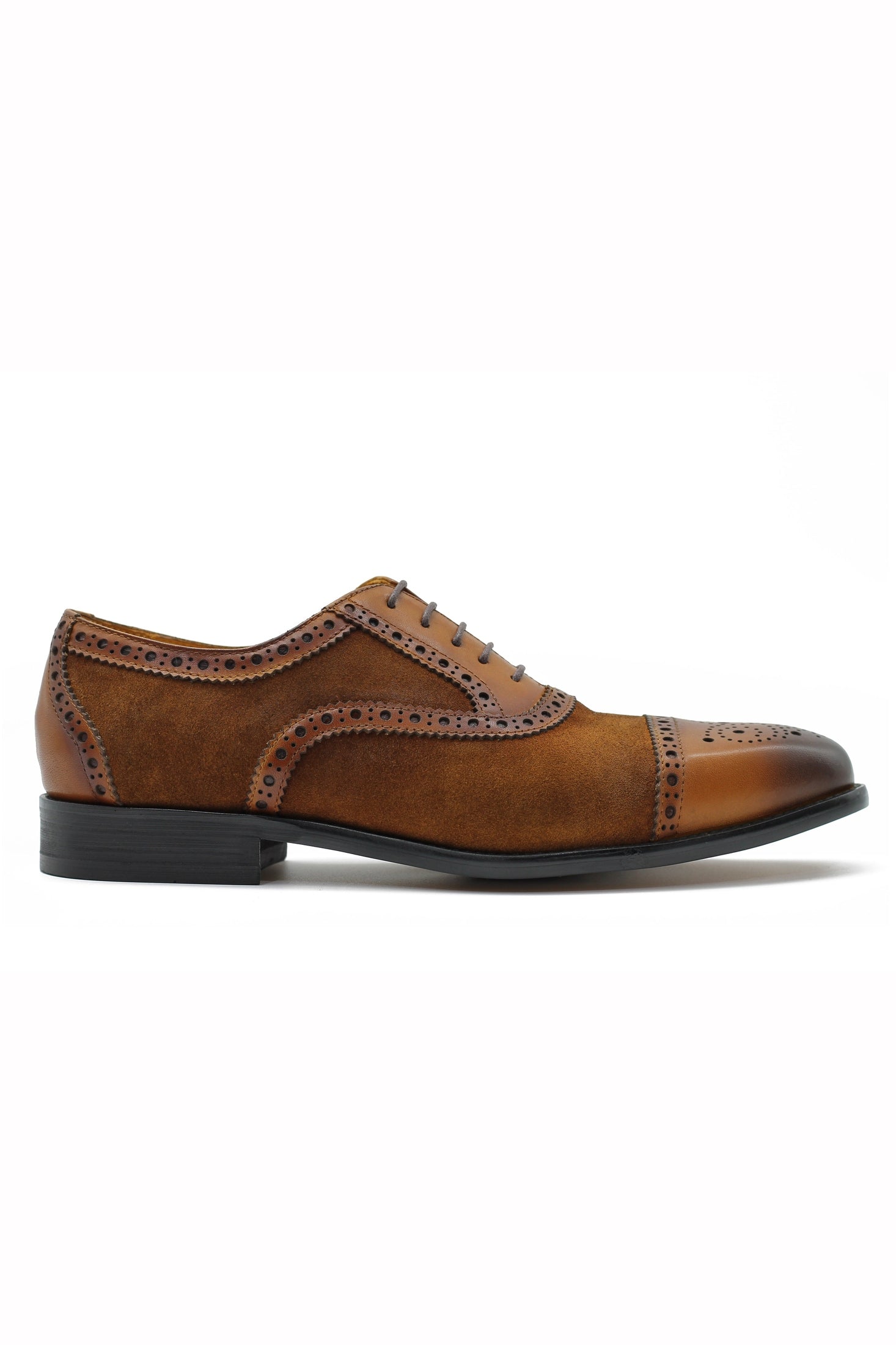 BROWN LEATHER & SUEDE BROGUES XPOSED London