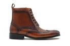 BROWN BROGUE LEATHER BOOTS