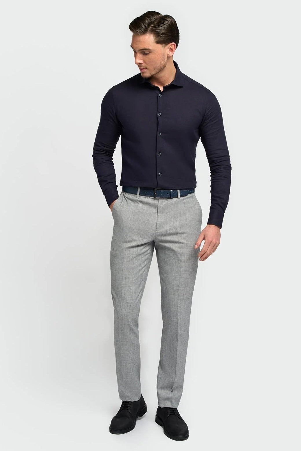 House Of Cavani – Matera Navy Linen Blend Shirt – Tailored Fit CAVANI