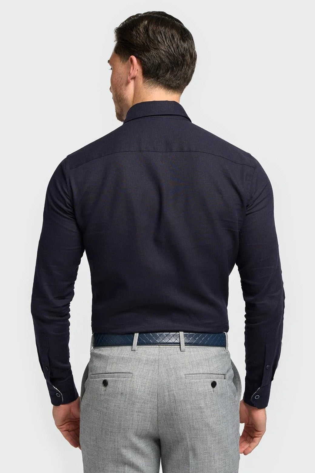 House Of Cavani – Matera Navy Linen Blend Shirt – Tailored Fit CAVANI