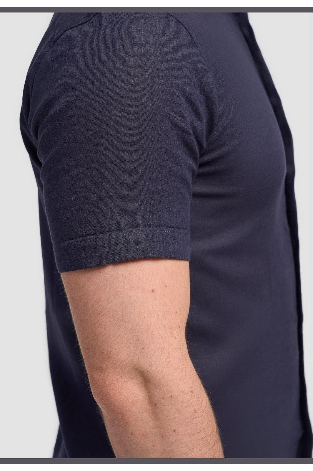 Short Sleeve Linen Blend Shirt Navy - Matera CAVANI