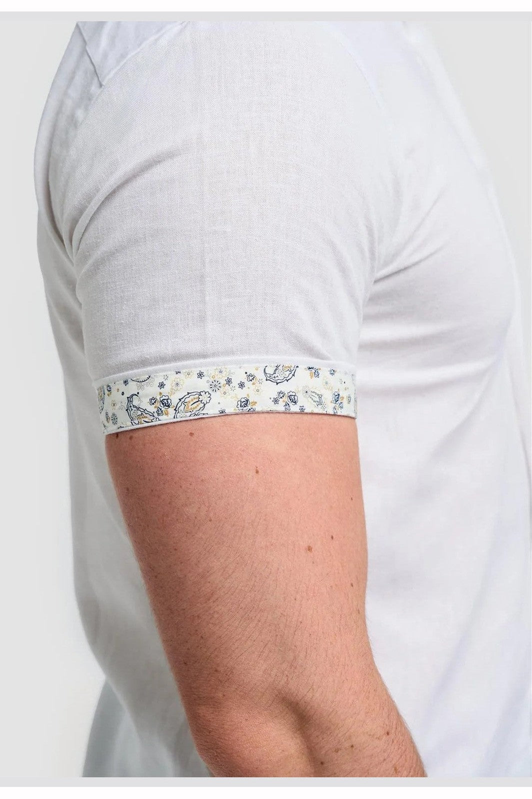 White Short Sleeve Linen Blend Shirt - Matera CAVANI