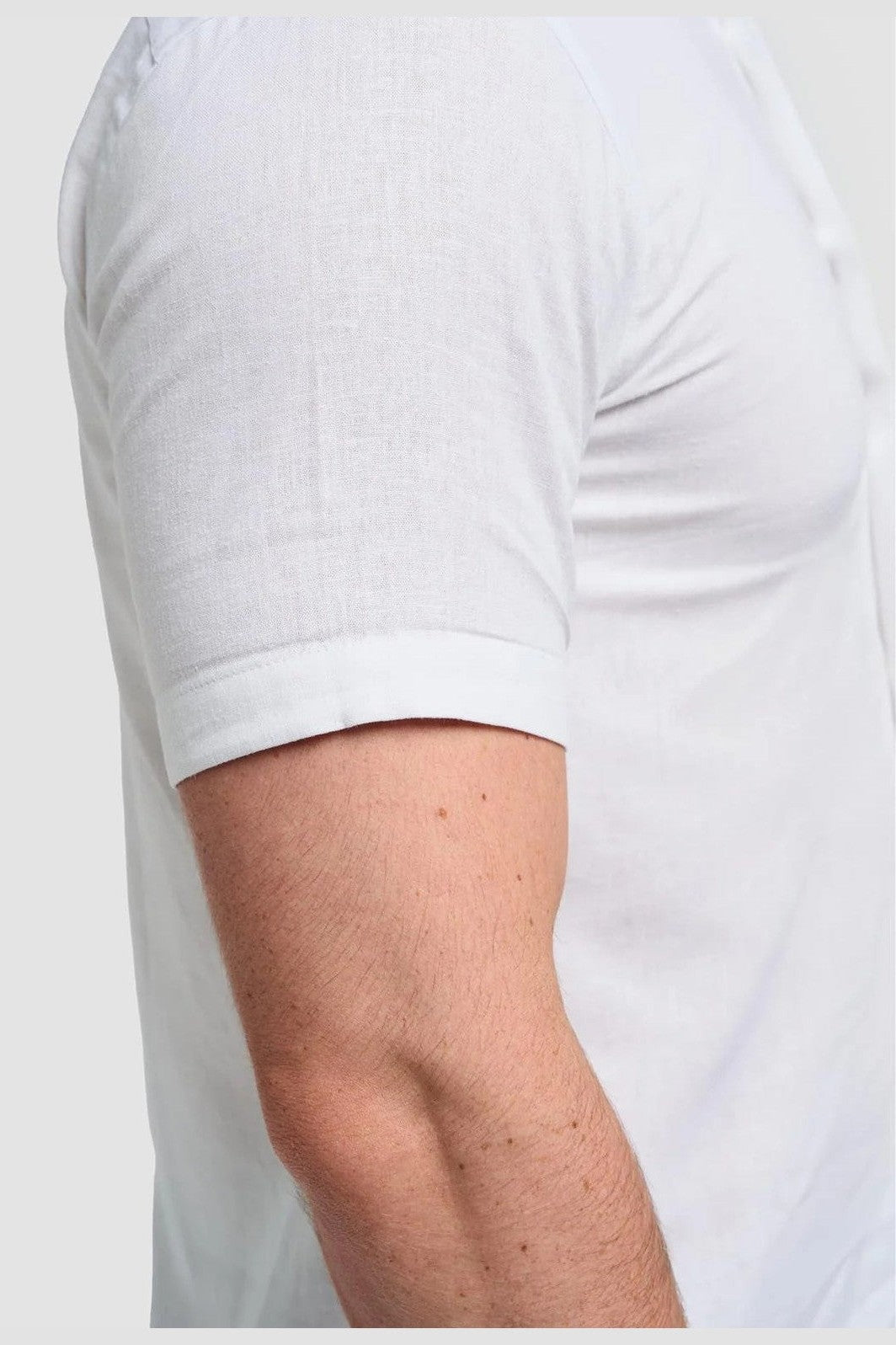 White Short Sleeve Linen Blend Shirt - Matera CAVANI