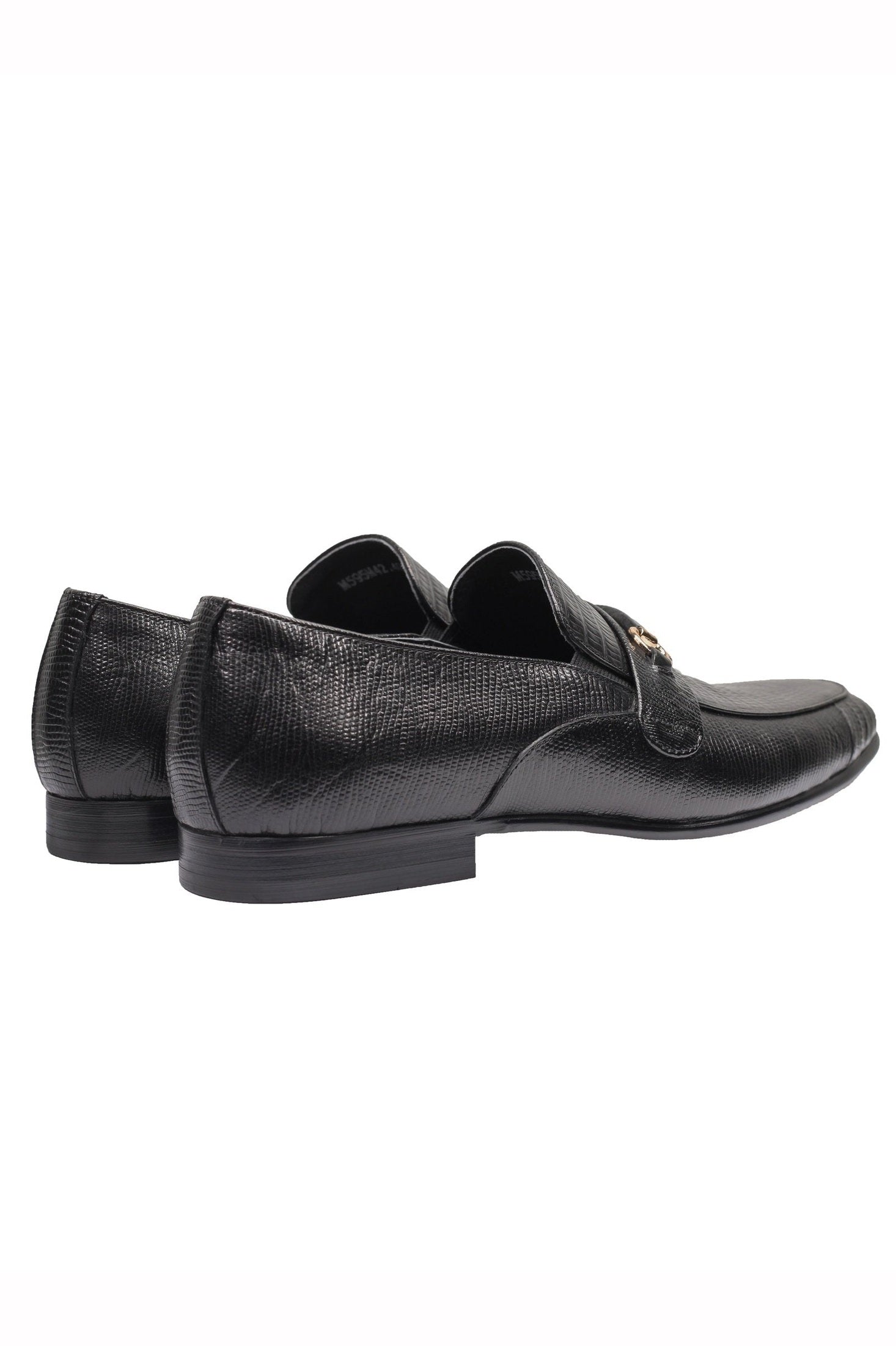 REAL LEATHER BLACK PRINTED SHOES WITH BUCKLE