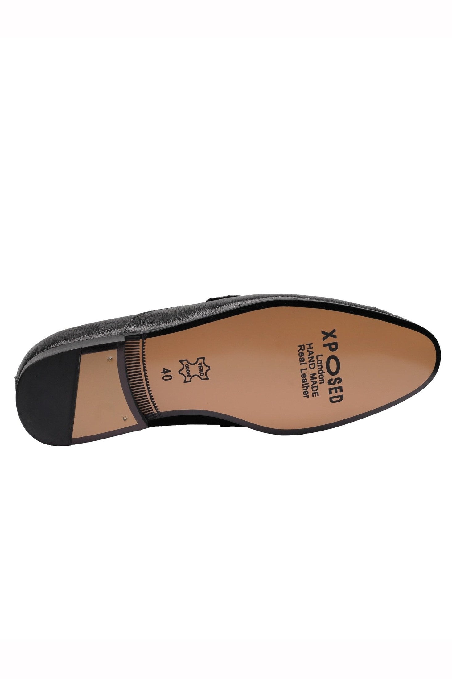 REAL LEATHER BLACK PRINTED SHOES WITH BUCKLE