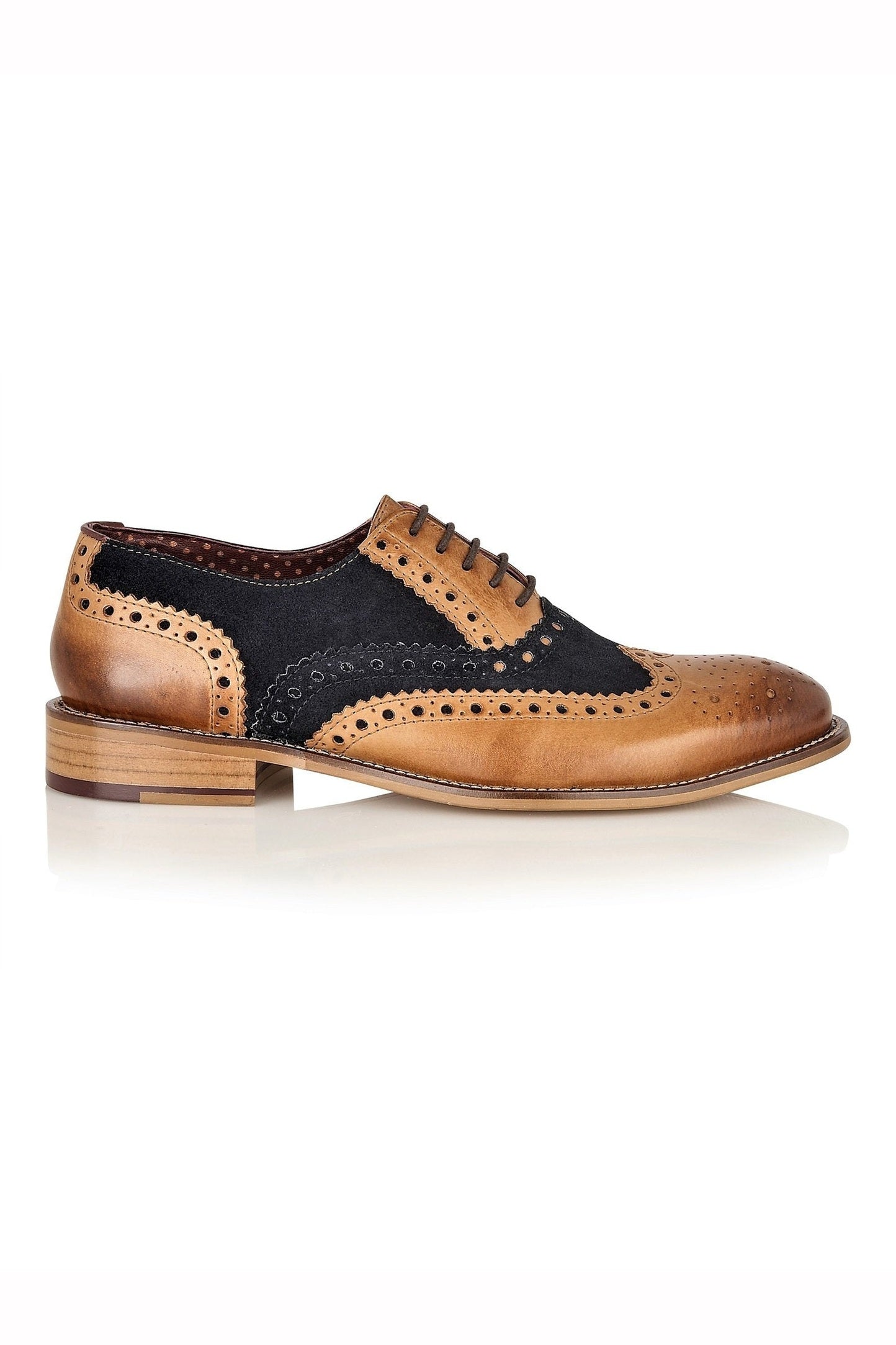 TAN NAVY SUEDE OXFORD BROGUES