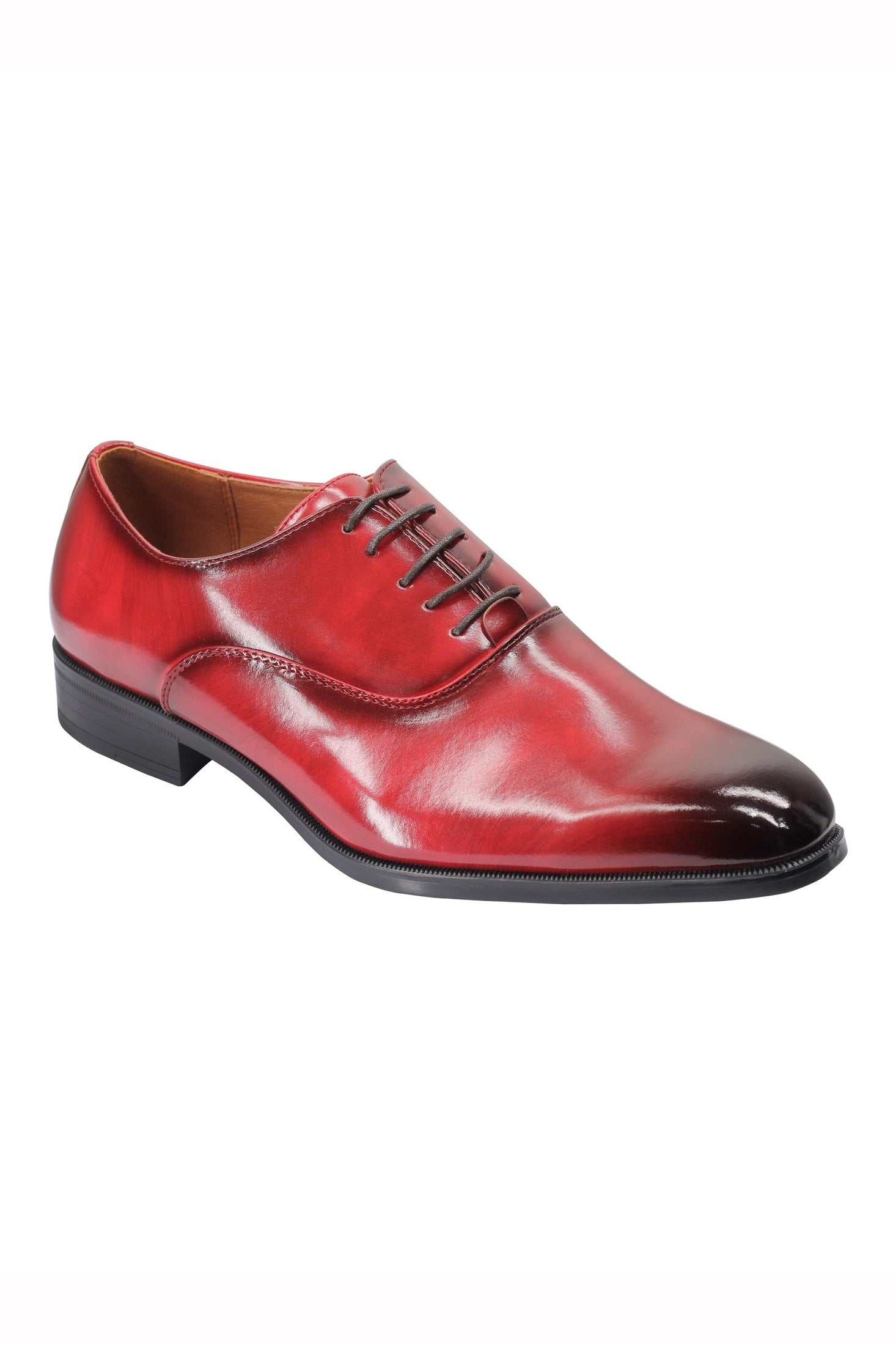 POLISHED OXFORD LACEUP SHOES IN RED