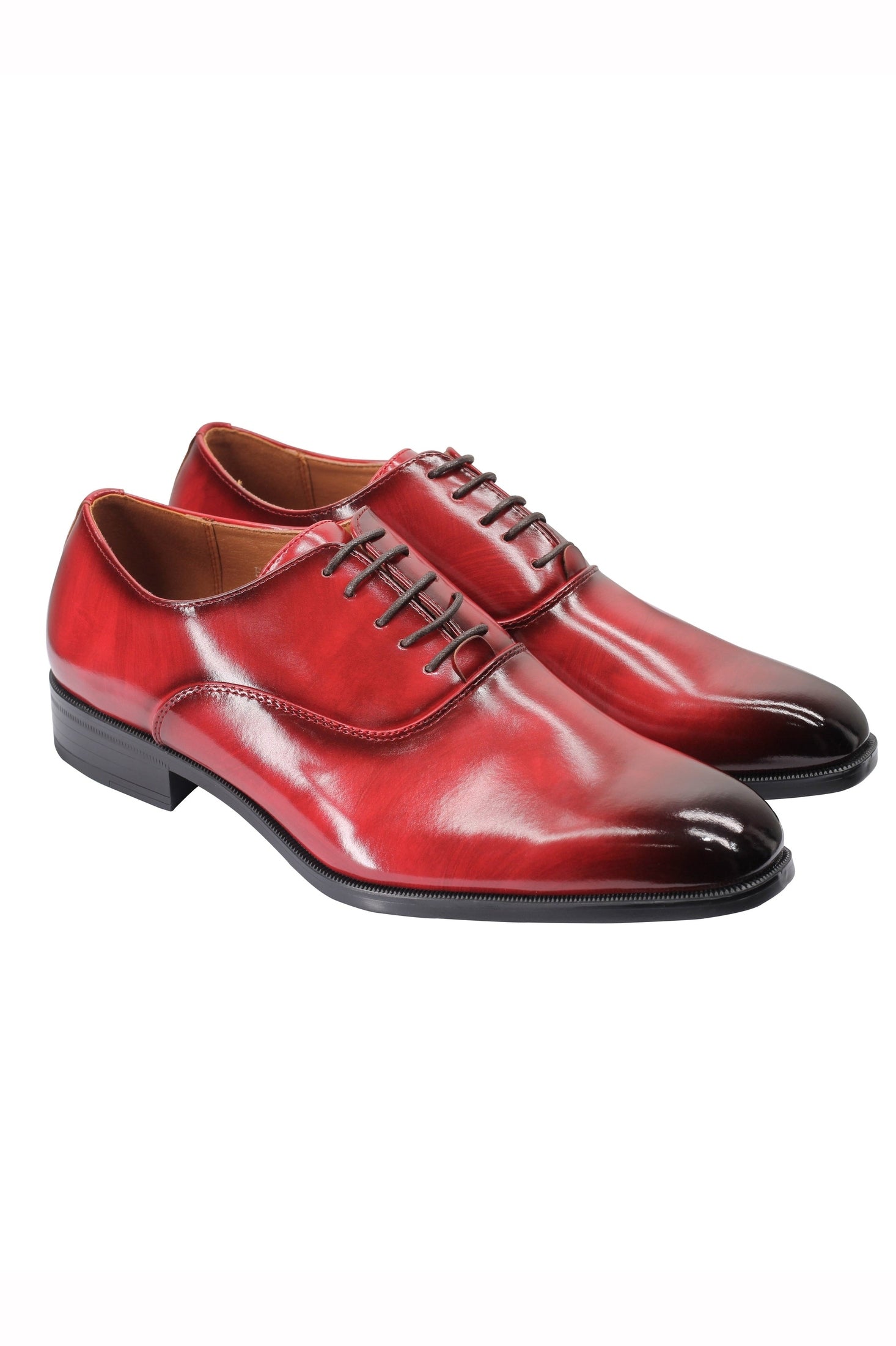 POLISHED OXFORD LACEUP SHOES IN RED