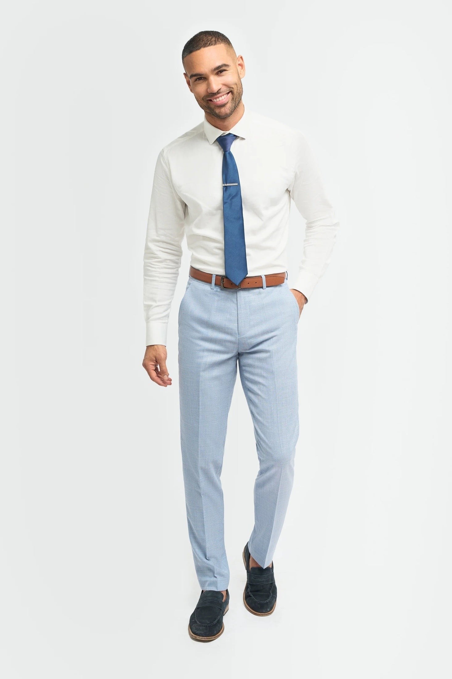 Miami Sky Blue Linen Blend Men’s 3-Piece Summer Suit