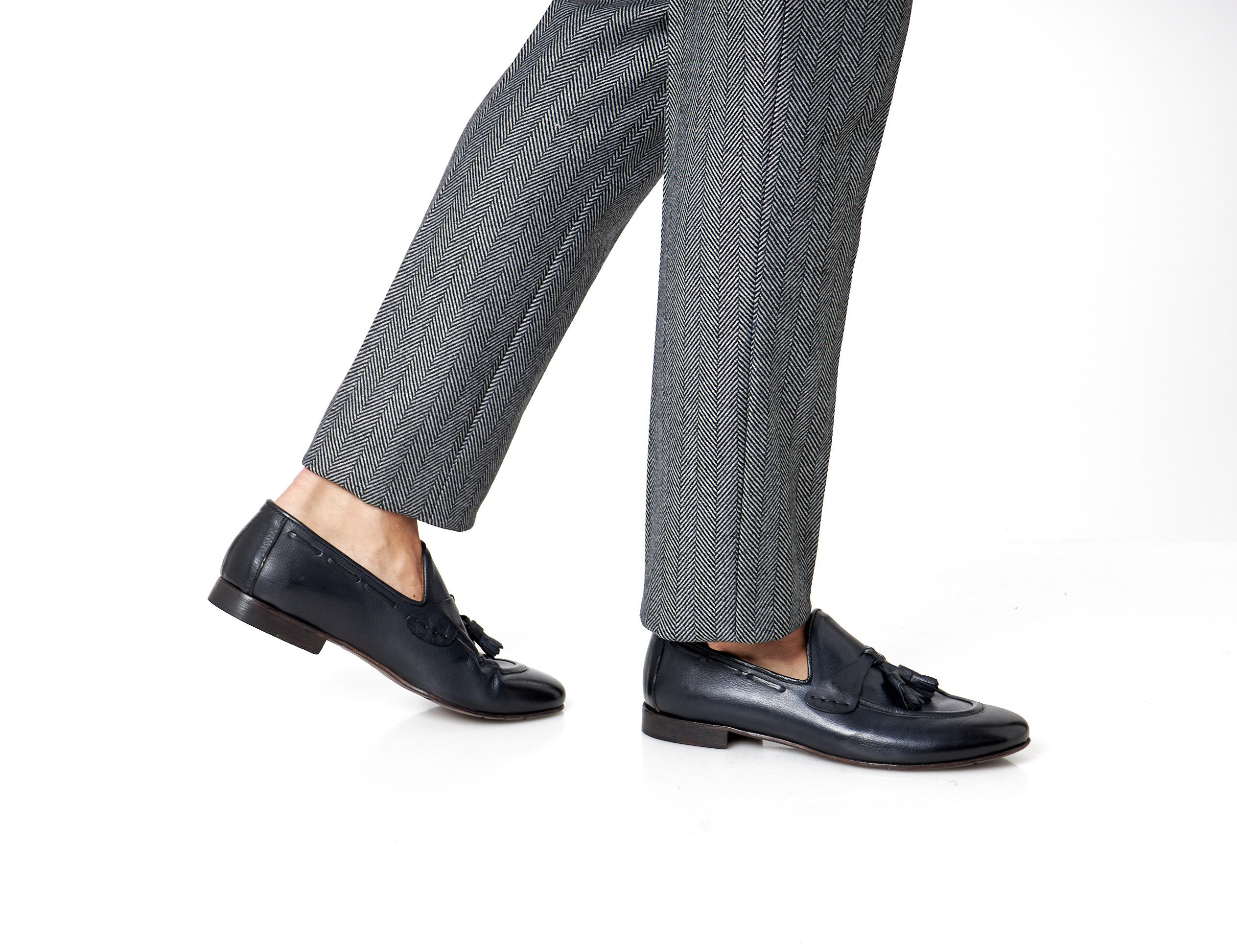 NAPLES 03 – TASSEL LOAFERS NAVY ITALIAN LEATHER