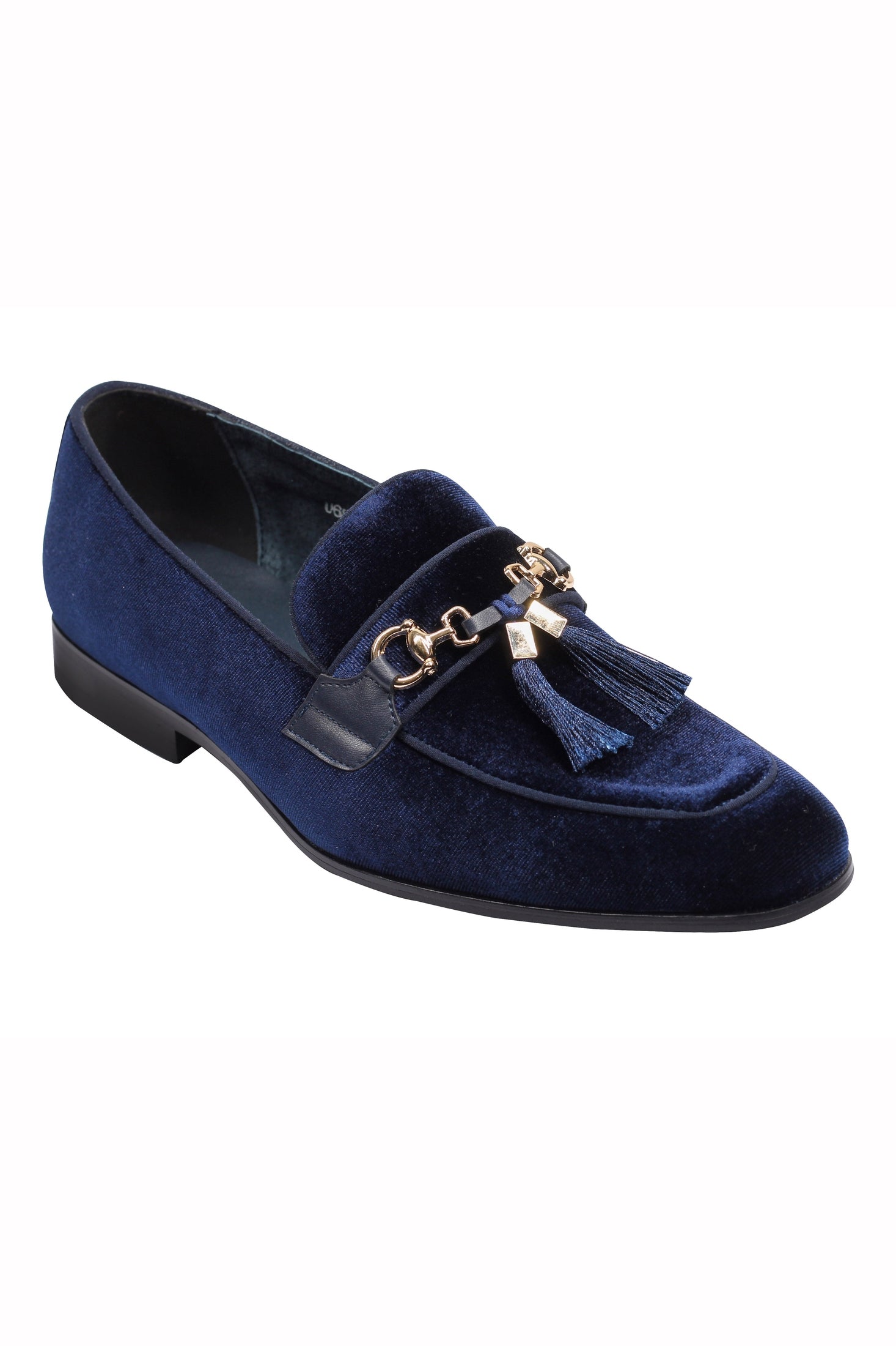 BLUE VELVET TASSEL LOFERS METAL SNAFFLE BUCKLE