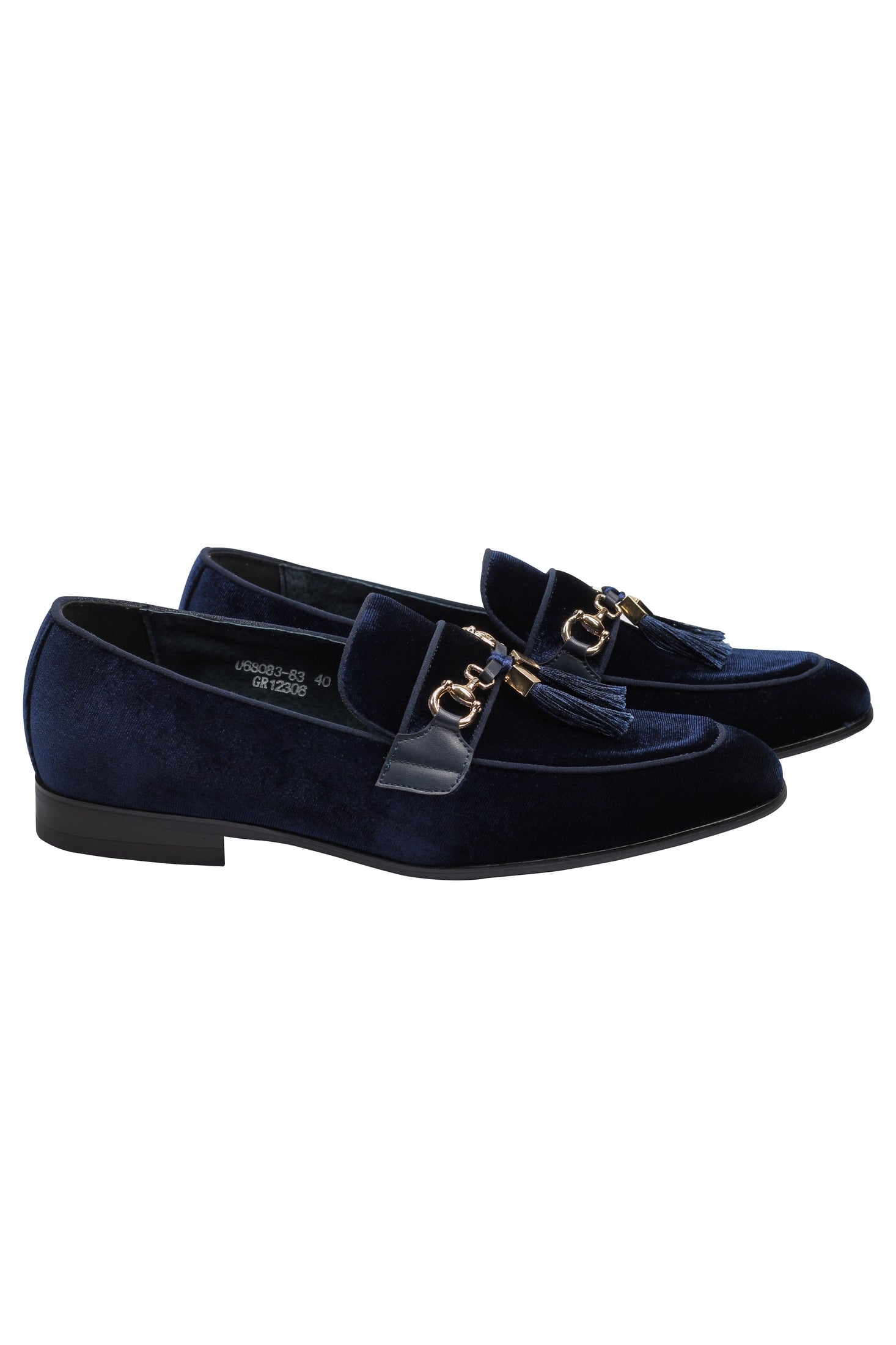BLUE VELVET TASSEL LOFERS METAL SNAFFLE BUCKLE