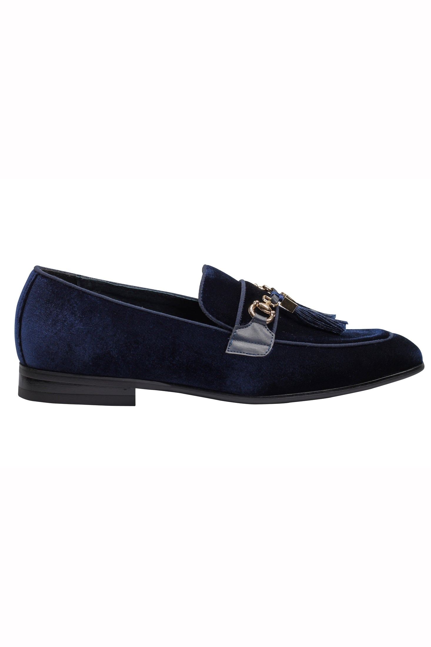 BLUE VELVET TASSEL LOFERS METAL SNAFFLE BUCKLE