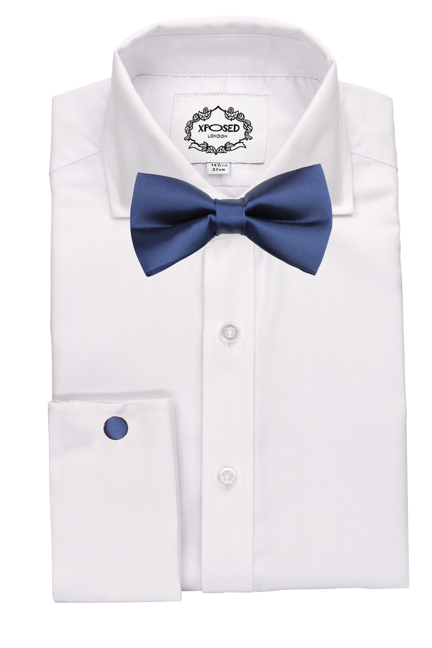 PLAIN NAVY BOW TIE SET