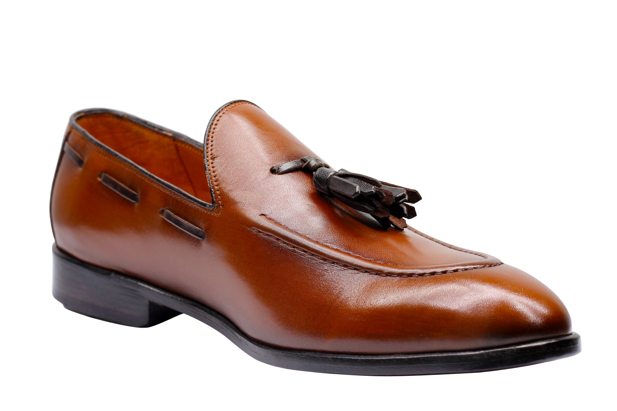 TAN CALF LEATHER TASSEL LOAFERS