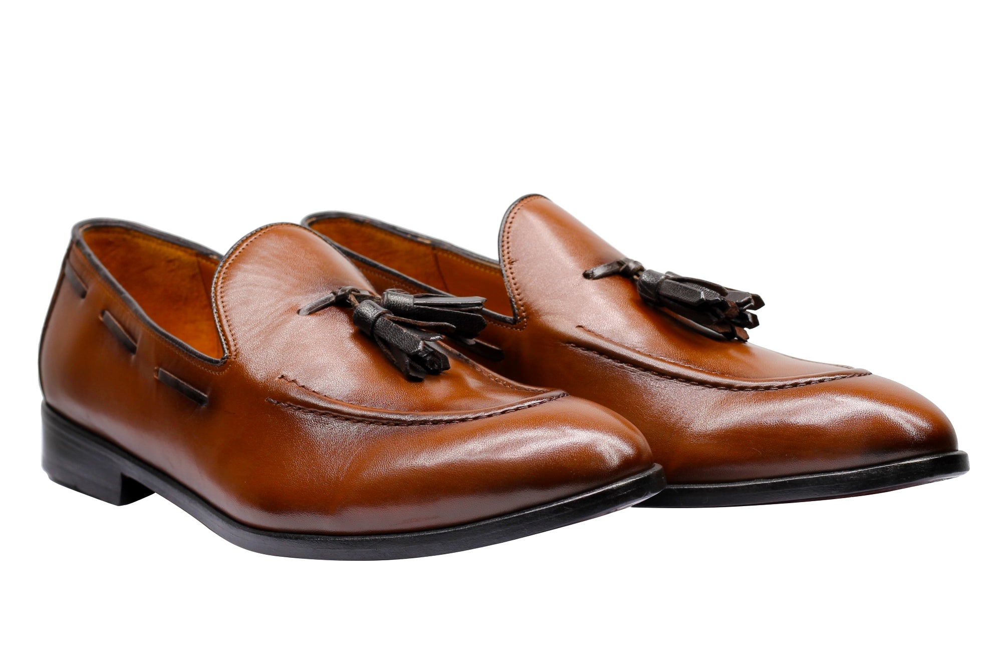 TAN CALF LEATHER TASSEL LOAFERS