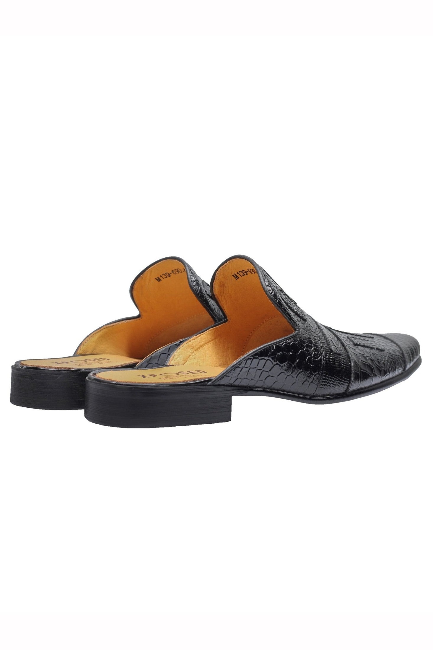 REAL LEATHER BLACK PRINTED HALF SHOES