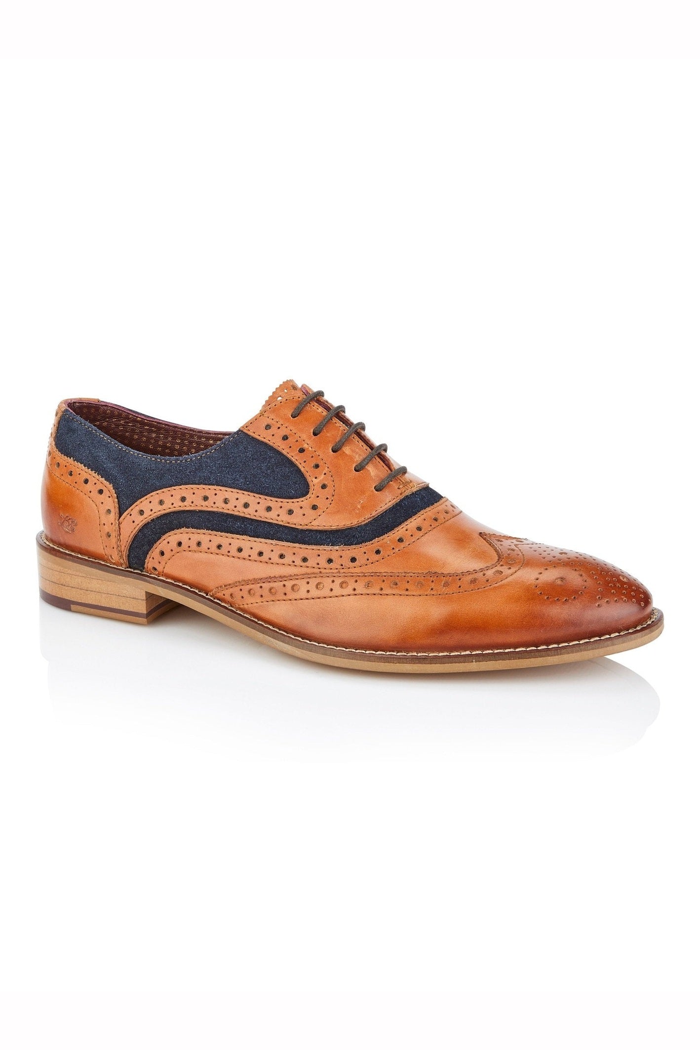 TAN & NAVY SUEDE OXFORD BROGUES
