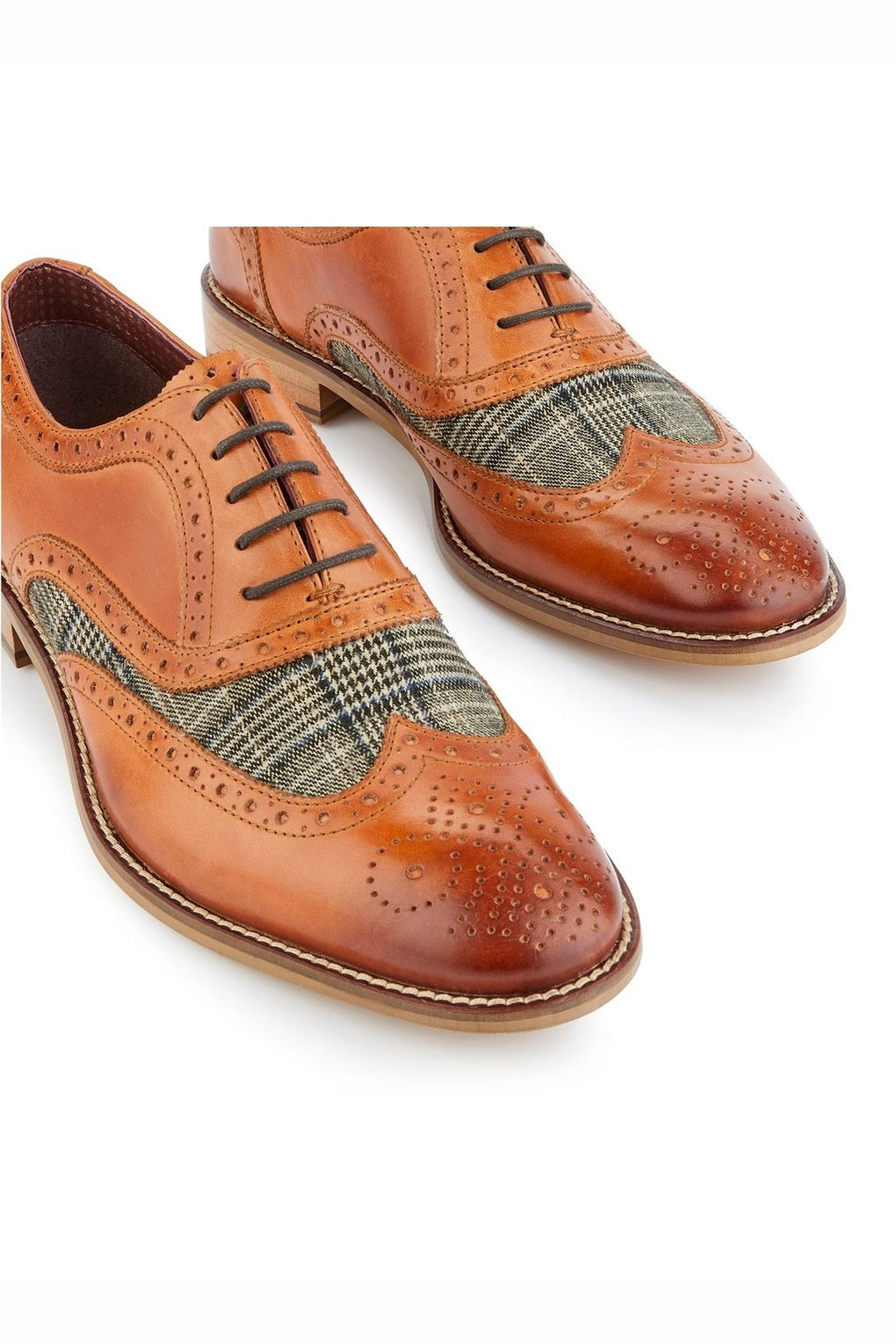 TAN GREY TWEED OXFORD BROGUES
