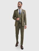 Cavani Men’s Damon Sage Herringbone Tweed 3-Piece Suit