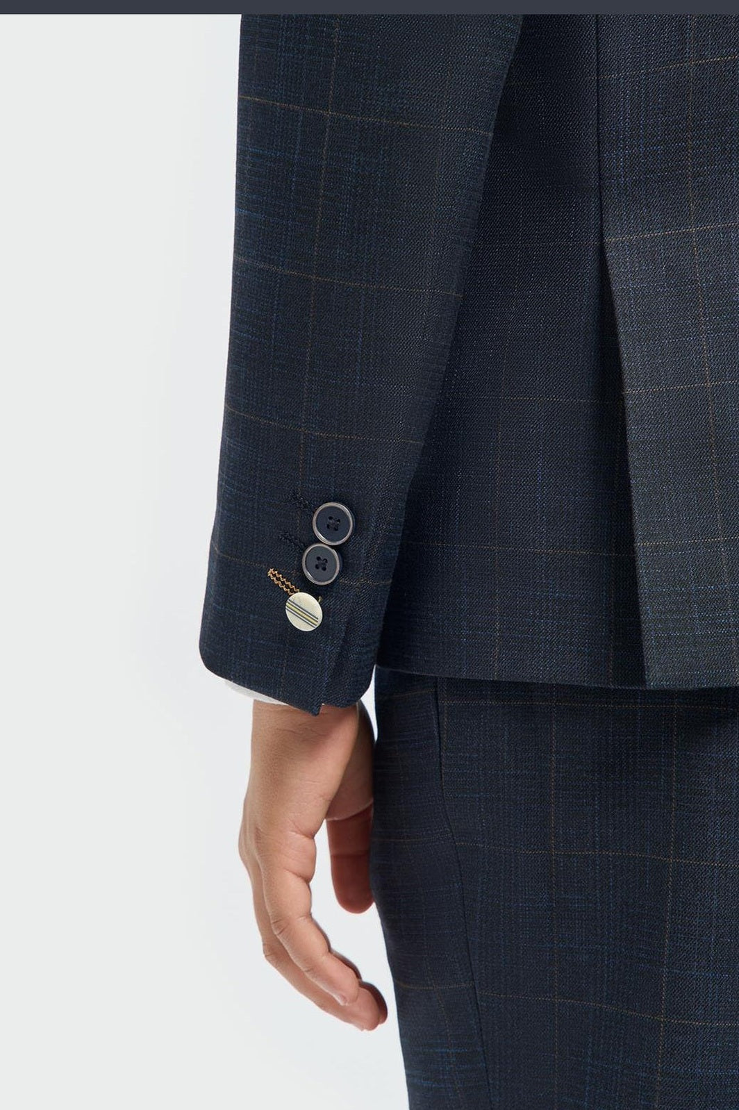 House of Cavani – Boys Navy Blue 3 Piece Suit Windowpane Check Torini CAVANI