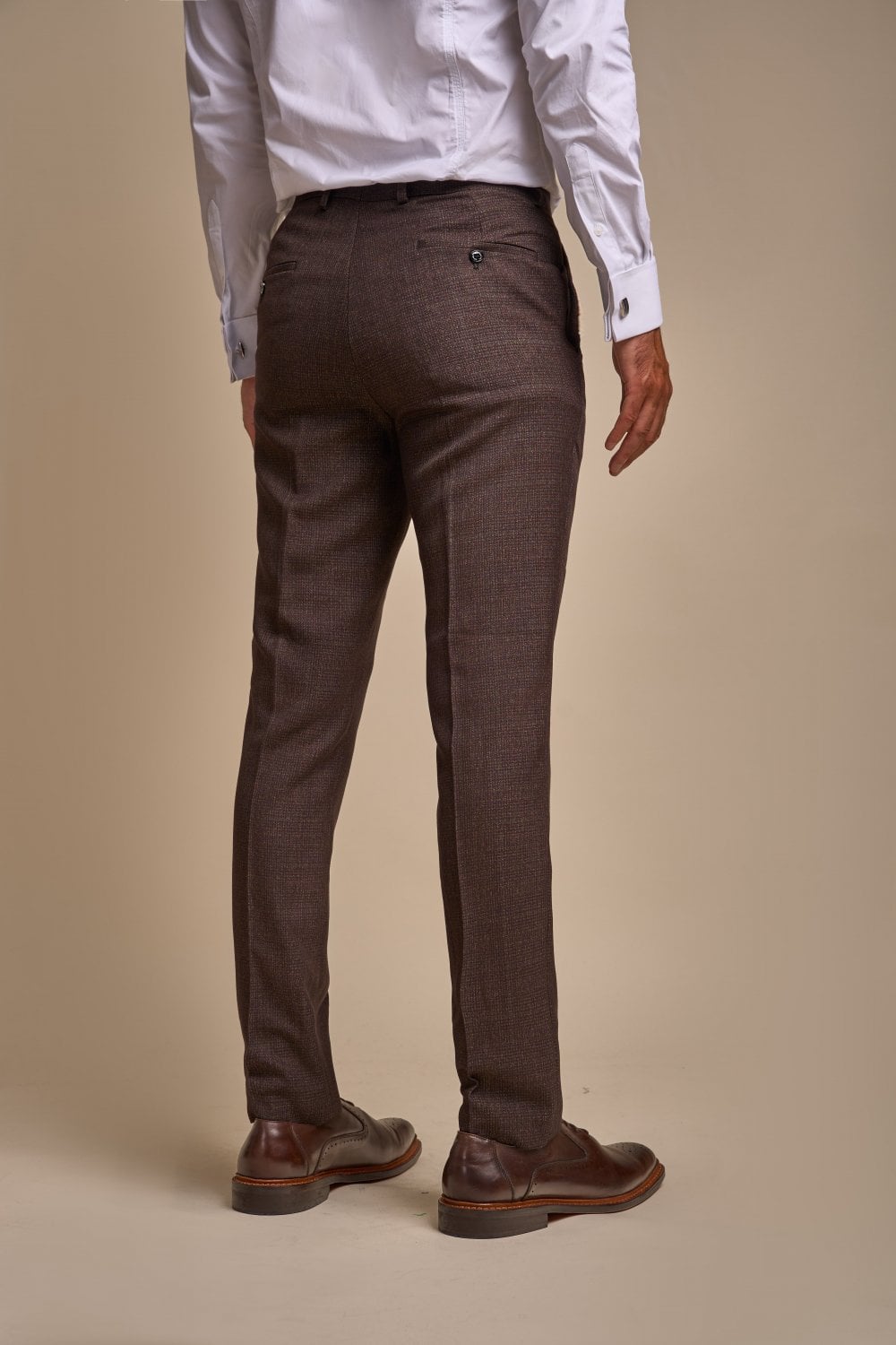 CARIDI – BROWN CHECK TAILORED FIT TROUSERS CAVANI