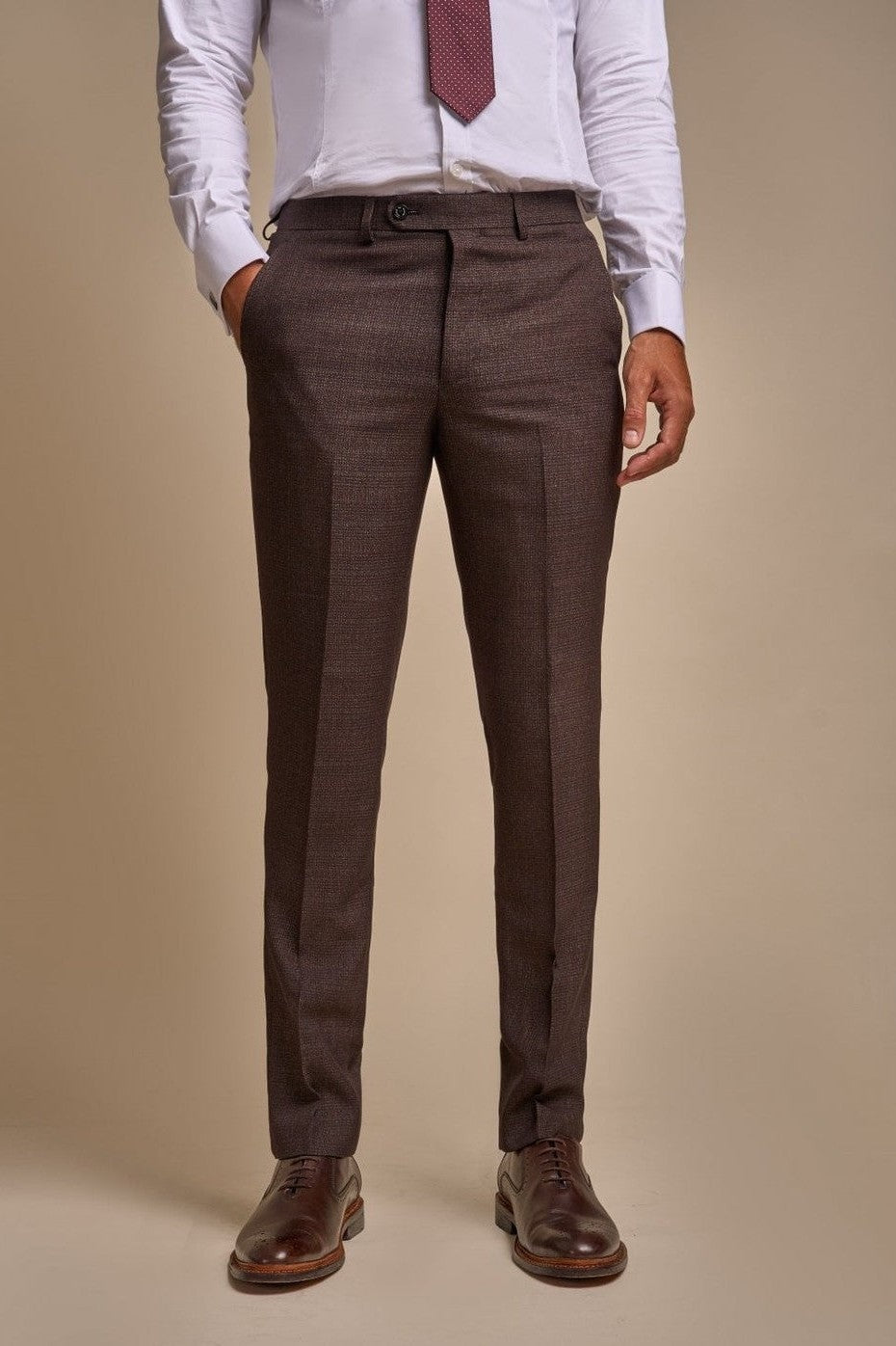 CARIDI – BROWN CHECK TAILORED FIT TROUSERS CAVANI