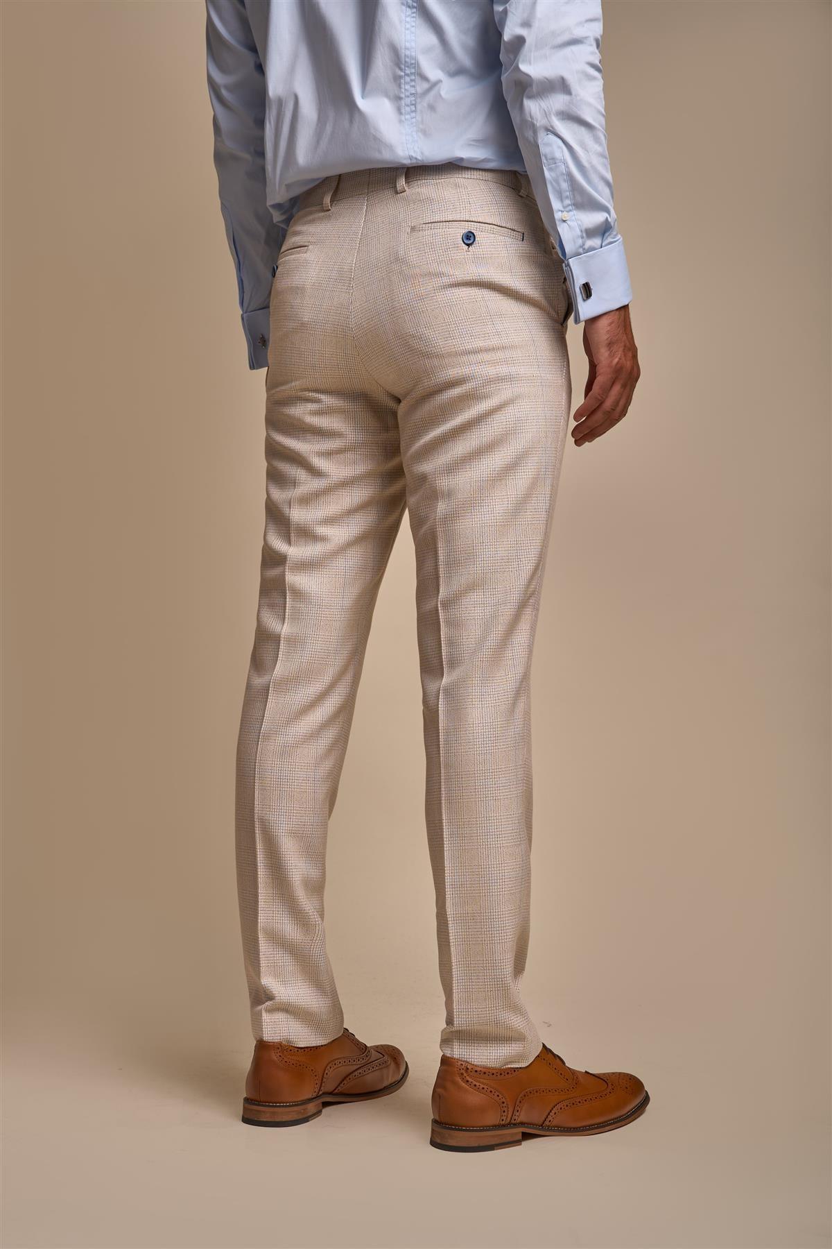 CARIDI - BEIGE CHECK TROUSERS CAVANI