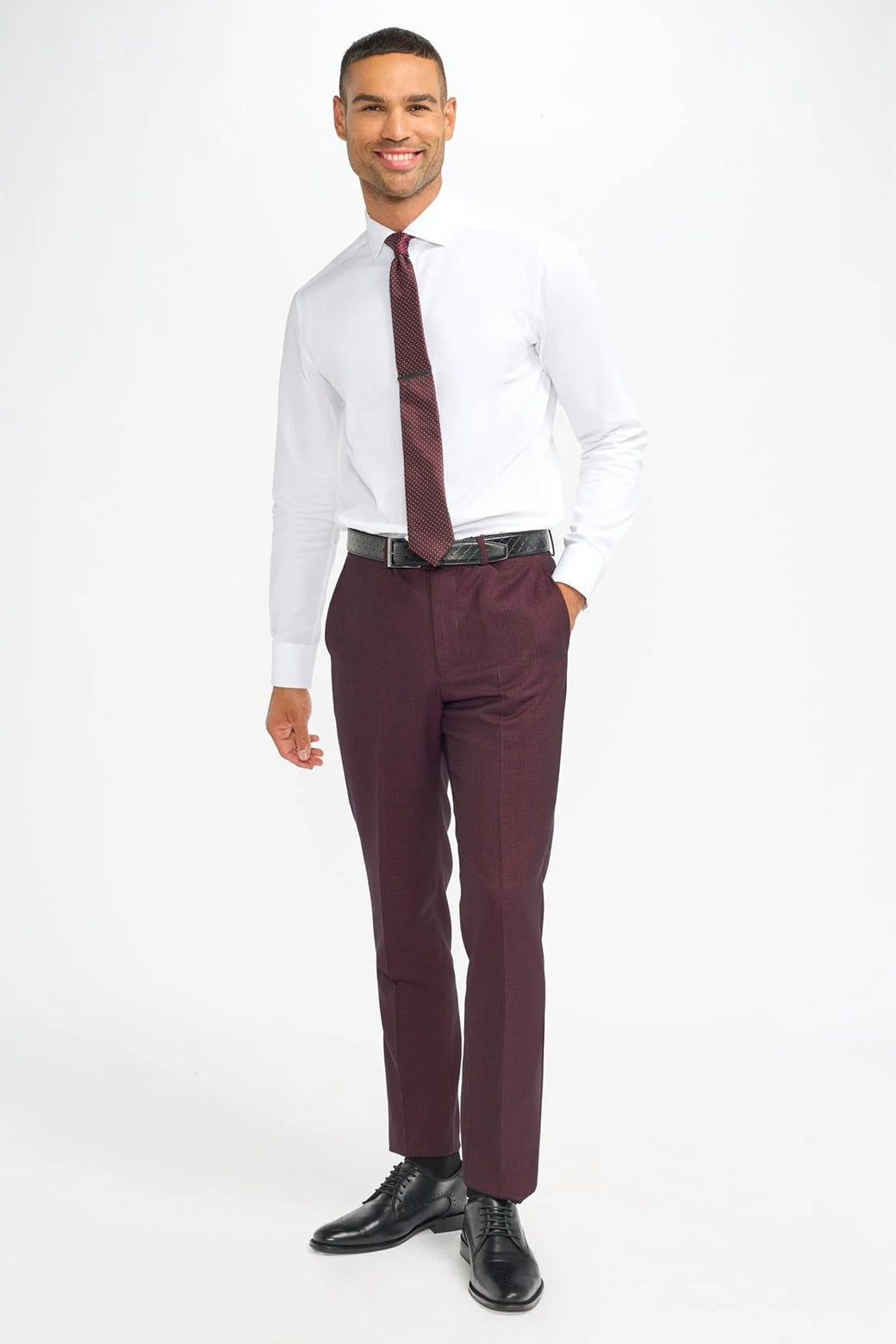 CARIDI – MEN’S WINE CHECK SUIT TROUSERS CAVANI