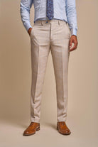 CARIDI - BEIGE CHECK TROUSERS CAVANI