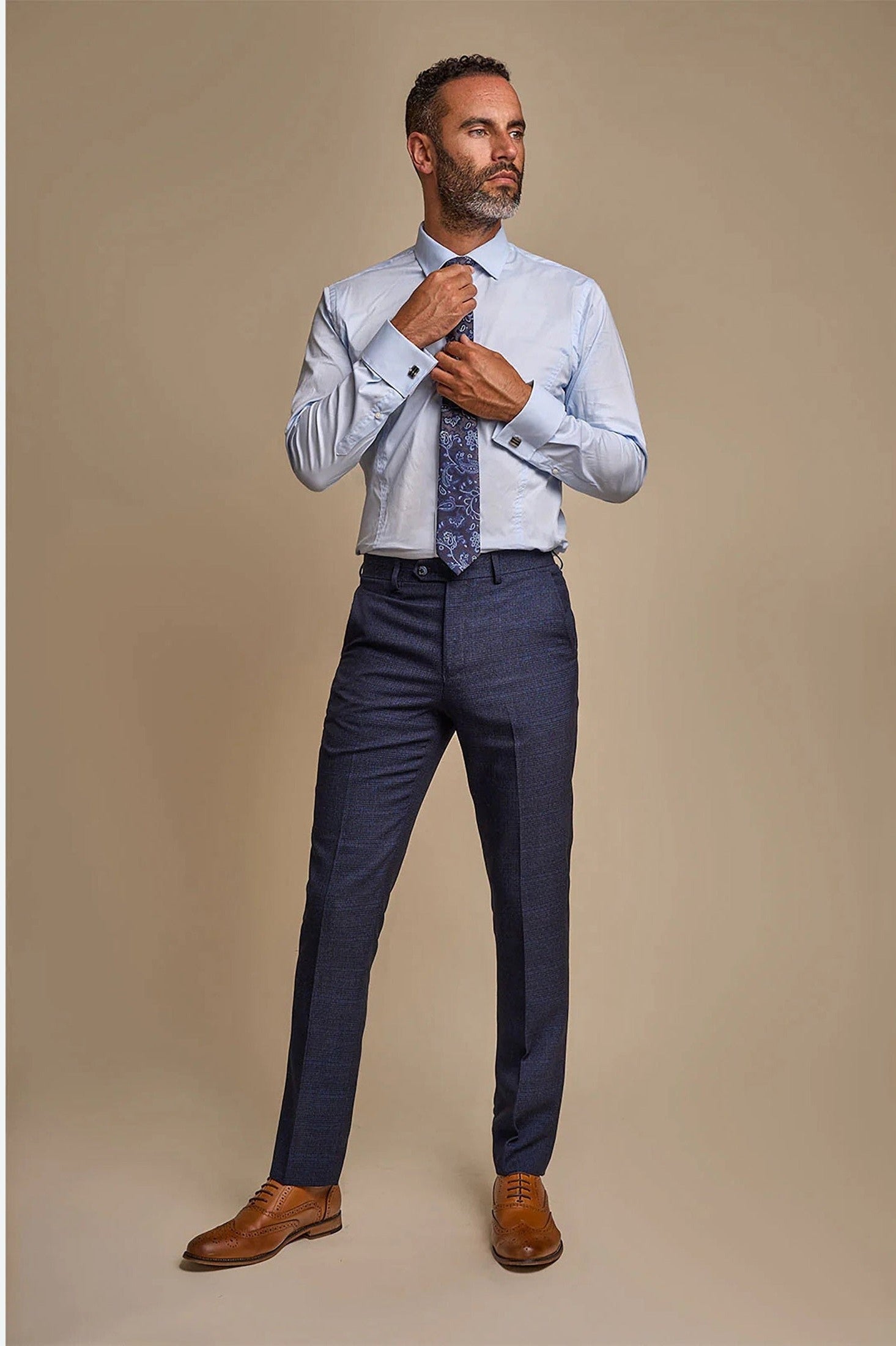 MENS CARIDI NAVY THREE PIECE SUIT CAVANI