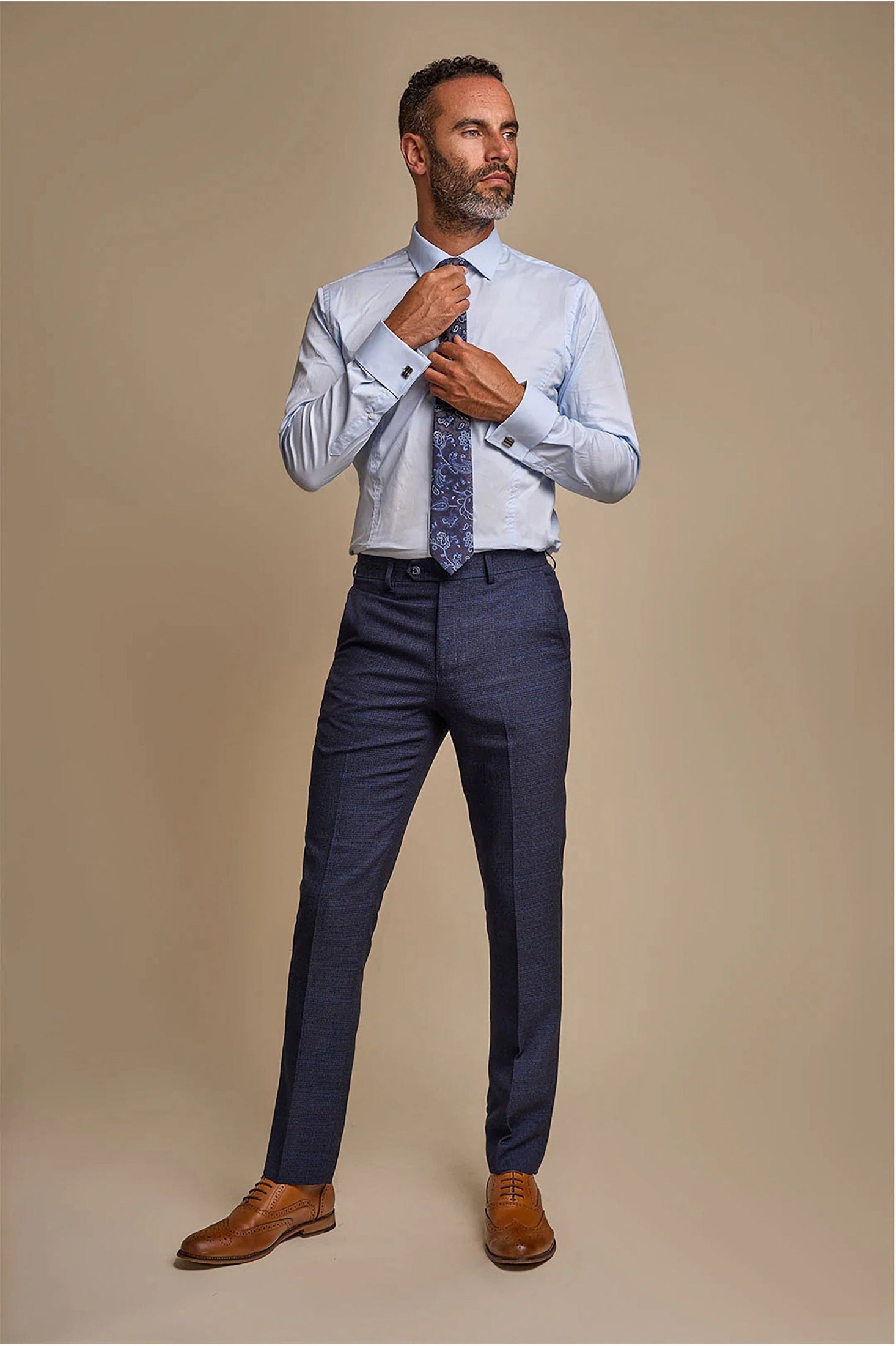 CARIDI - NAVY CHECK TROUSERS CAVANI