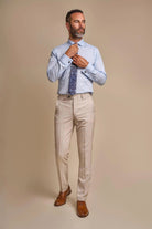 CARIDI - BEIGE CHECK TROUSERS CAVANI