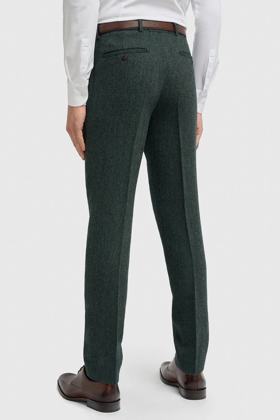 CAVANI – Thomas Olive Green Herringbone Trouser