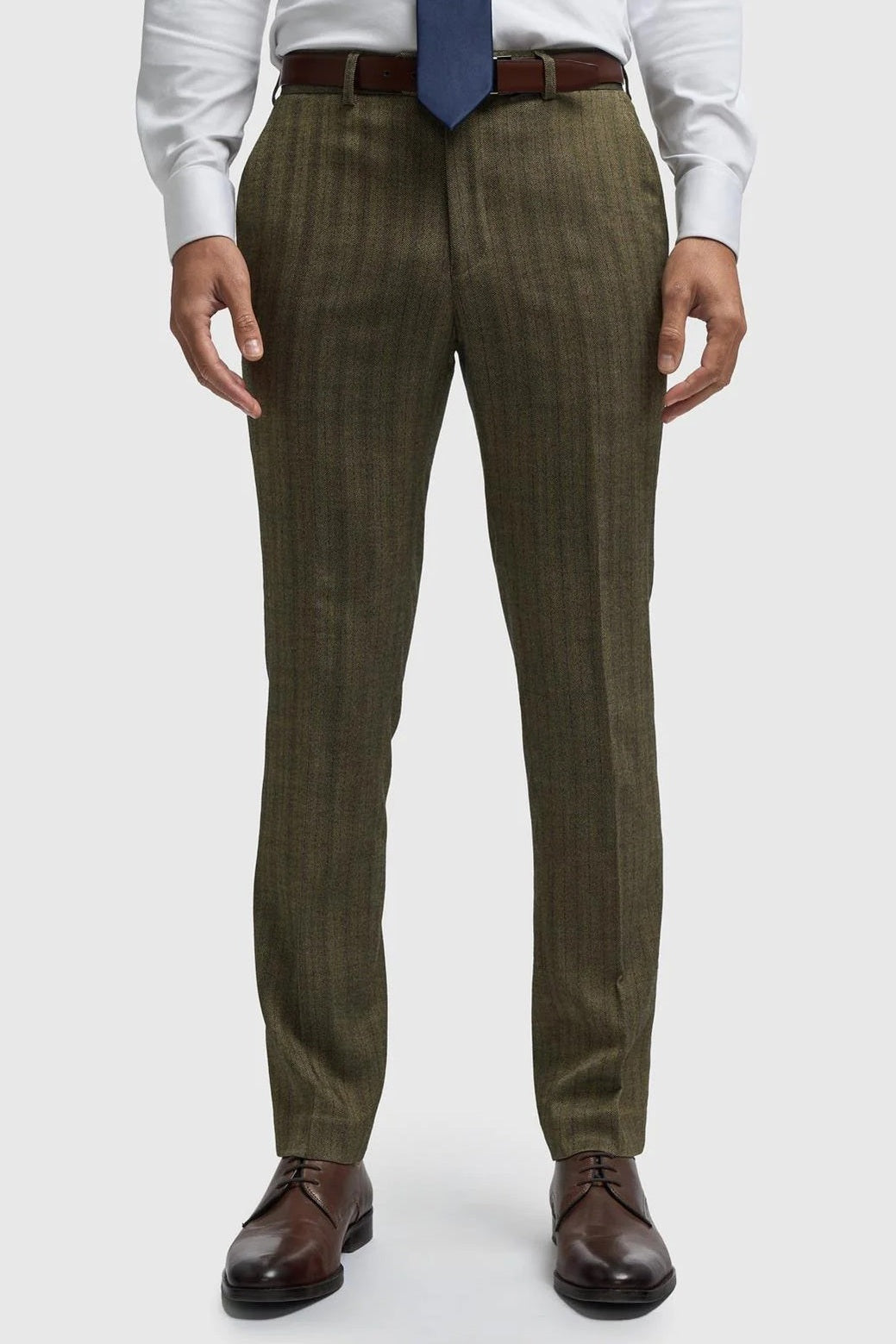 CAVANI – Damon Sage Herringbone Tweed Trousers