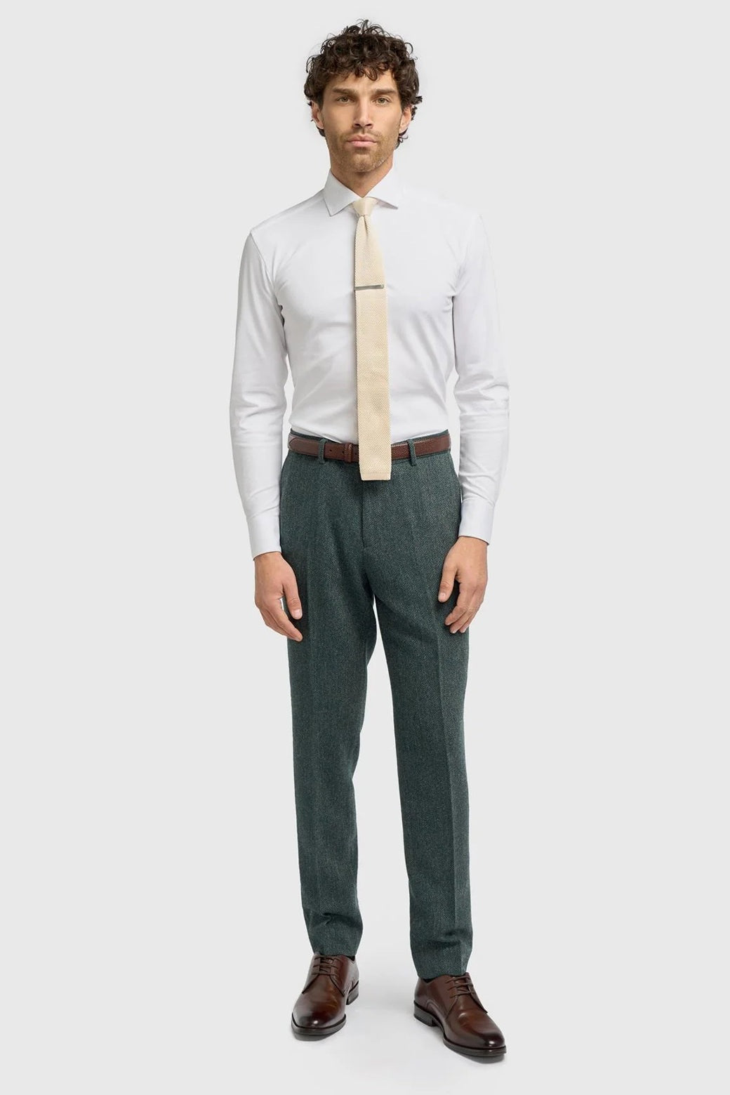CAVANI – Thomas Olive Green Herringbone Trouser