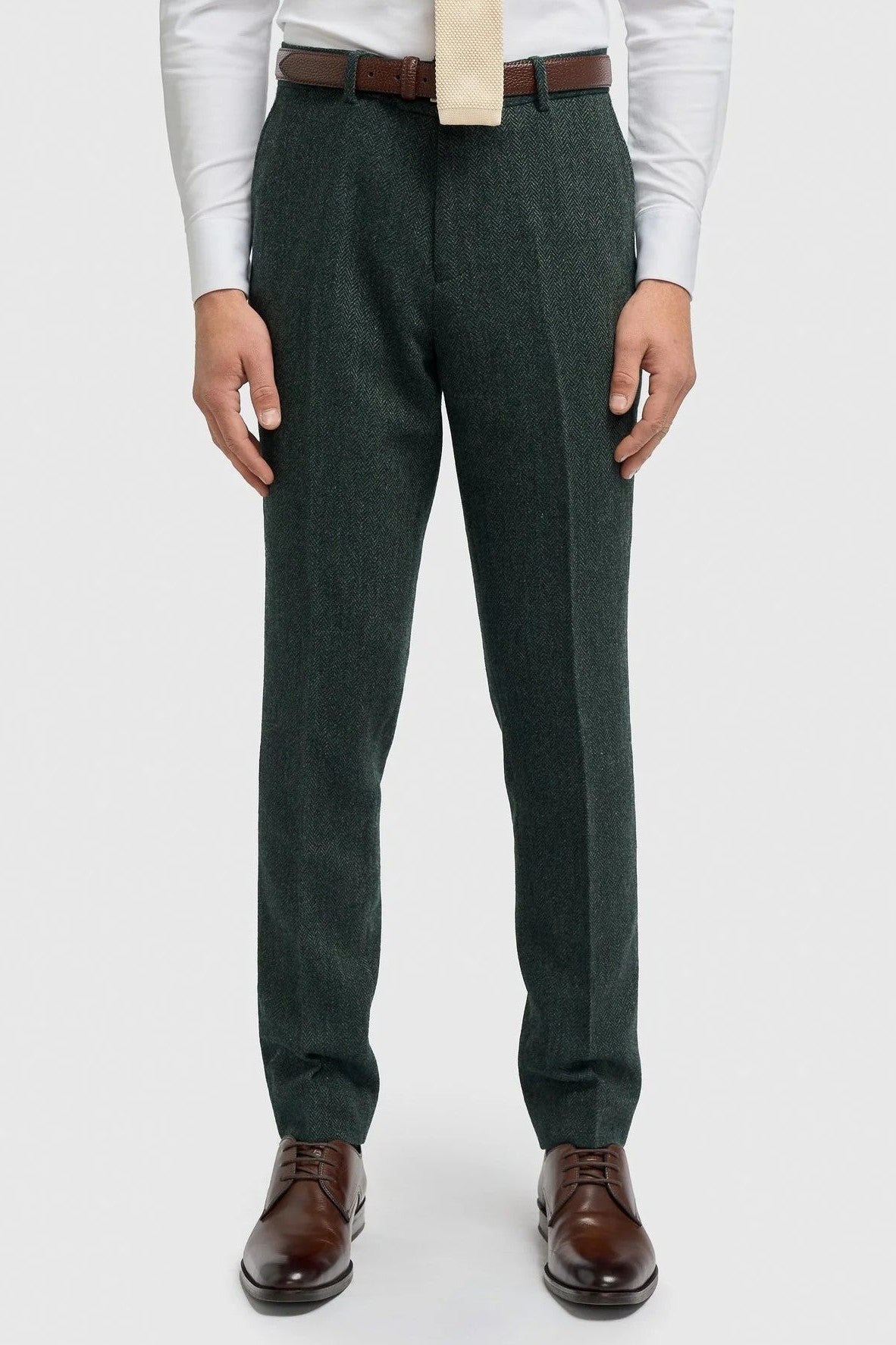 CAVANI – Thomas Olive Green Herringbone Trouser