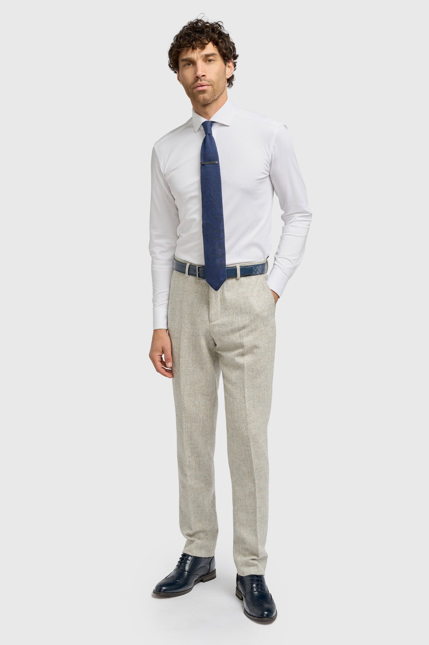 CAVANI – Thomas Suit trousers in Pearl Grey Herringbone